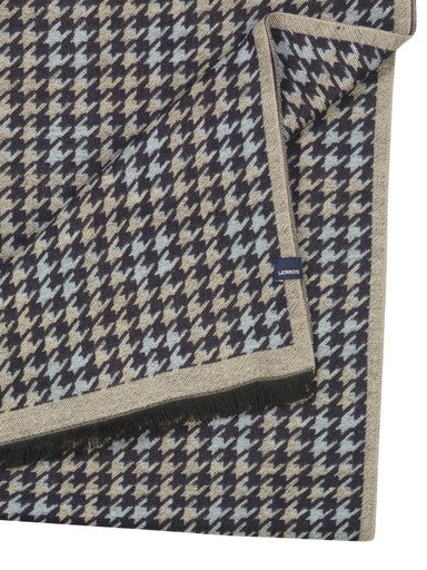 Lerros Houndstooth Woven Fringed Winter Scarf 5691087 485 - Classic Navy