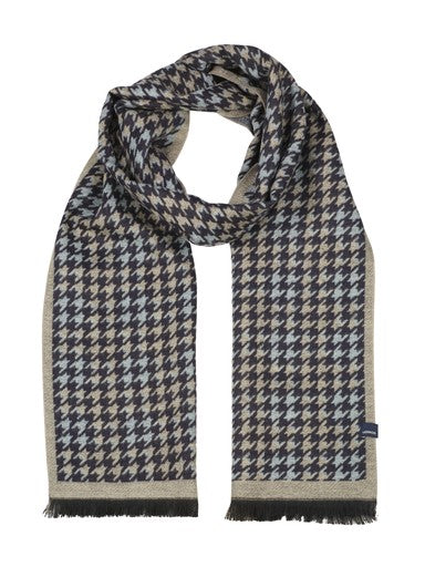 Lerros Houndstooth Woven Fringed Winter Scarf 5691087 485 - Classic Navy