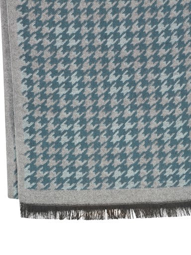 Lerros Houndstooth Woven Fringed Winter Scarf 5691087 664 - Cedar Green