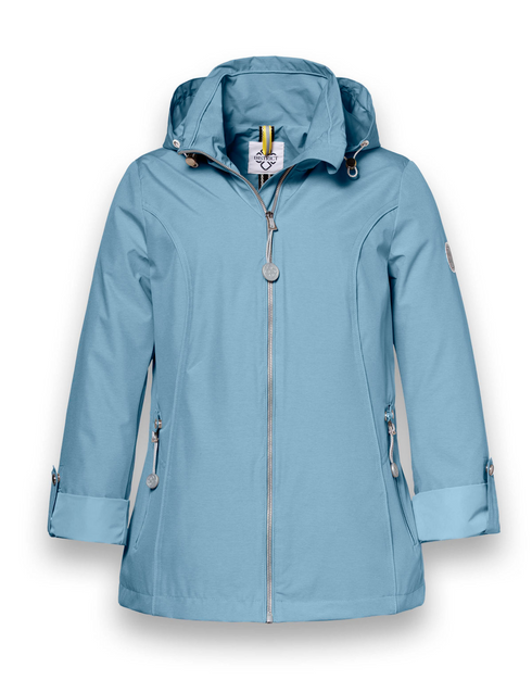District Women's Light Denim Forget Me Not Water-Repellent Hooded Jacket
