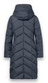 Disctric Arosa Gun Metal Long Quilted Coat with Detachable Hood