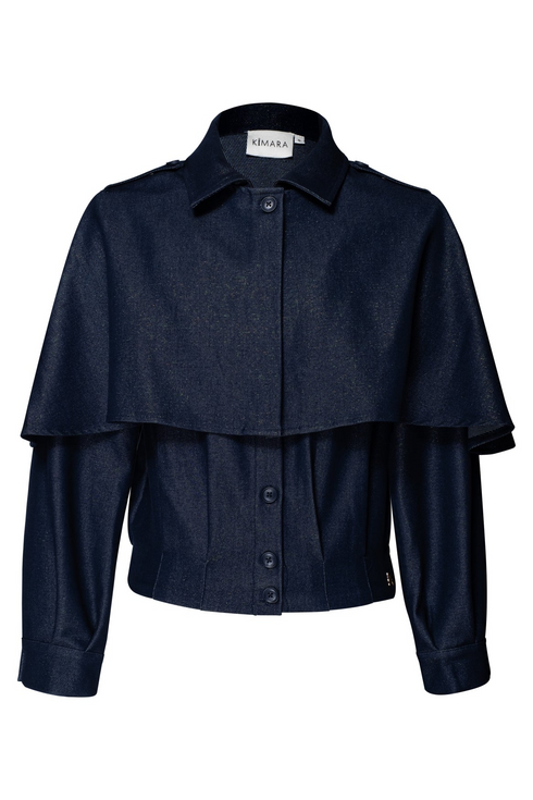 Kimara Lonne Cape Detail Denim Blue Jacket LONNE - Denim Blue