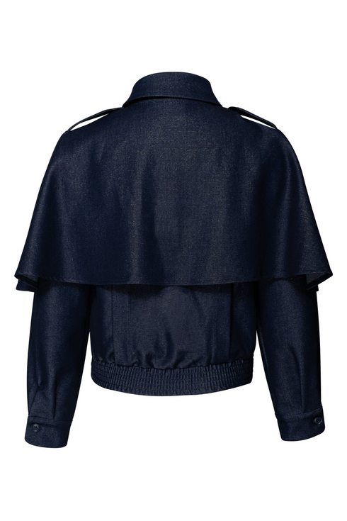 Kimara Lonne Cape Detail Denim Blue Jacket LONNE - Denim Blue