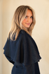 Kimara Lonne Cape Detail Denim Blue Jacket LONNE - Denim Blue
