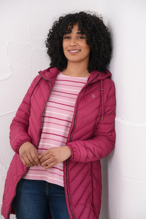 Lighthouse Laurel AW26 in Berry Mid-Length Eco-Fill Padded Coat