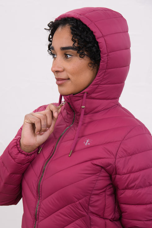 Lighthouse Laurel AW26 in Berry Mid-Length Eco-Fill Padded Coat