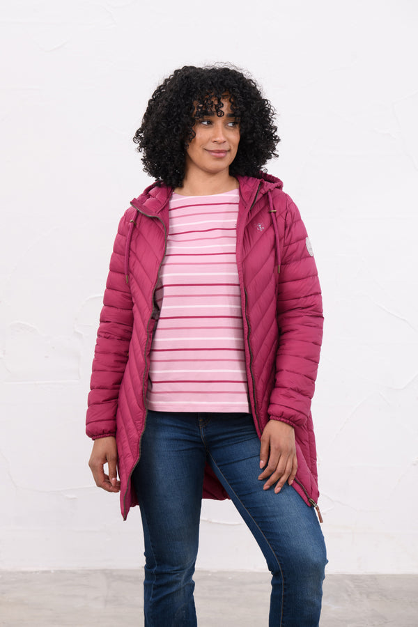 Lighthouse Laurel AW26 in Berry Mid-Length Eco-Fill Padded Coat