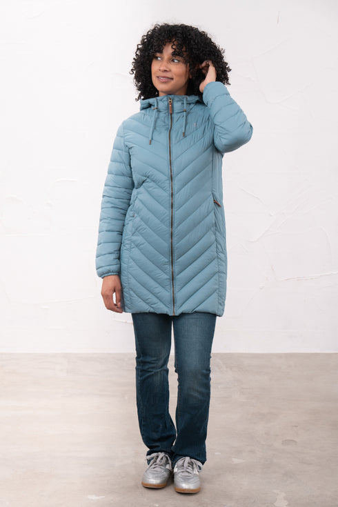 Lighthouse Laurel AW26 in Bluestone Mid-Length Eco-Fill Padded Coat