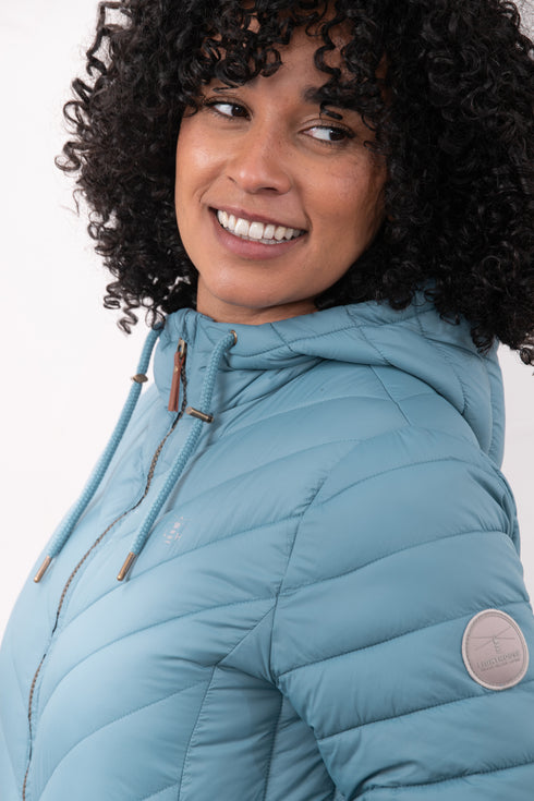Lighthouse Laurel AW26 in Bluestone Mid-Length Eco-Fill Padded Coat