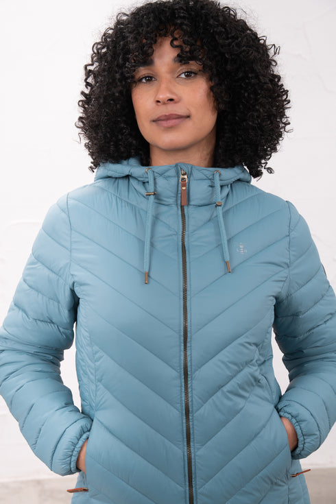 Lighthouse Laurel AW26 in Bluestone Mid-Length Eco-Fill Padded Coat