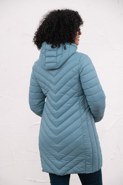 Lighthouse Laurel AW26 in Bluestone Mid-Length Eco-Fill Padded Coat