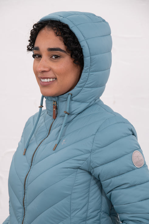 Lighthouse Laurel AW26 in Bluestone Mid-Length Eco-Fill Padded Coat