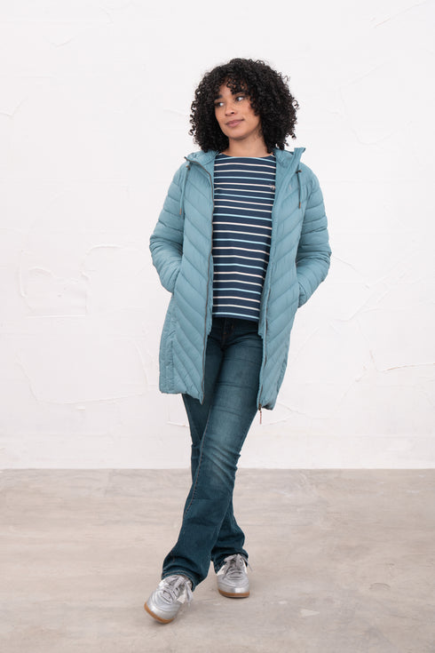 Lighthouse Laurel AW26 in Bluestone Mid-Length Eco-Fill Padded Coat
