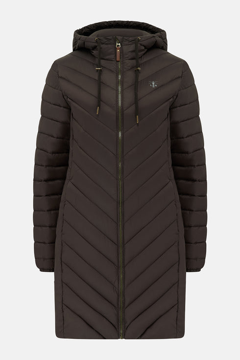 Lighthouse Laurel AW26 in Cocoa Mid-Length Eco-Fill Padded Coat