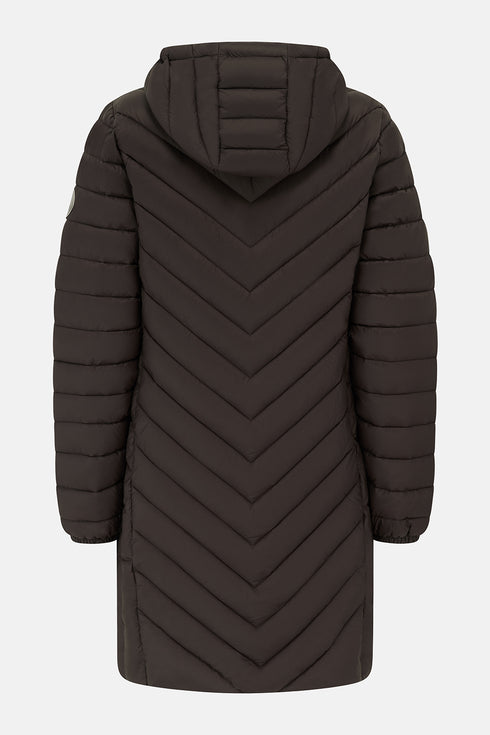 Lighthouse Laurel AW26 in Cocoa Mid-Length Eco-Fill Padded Coat