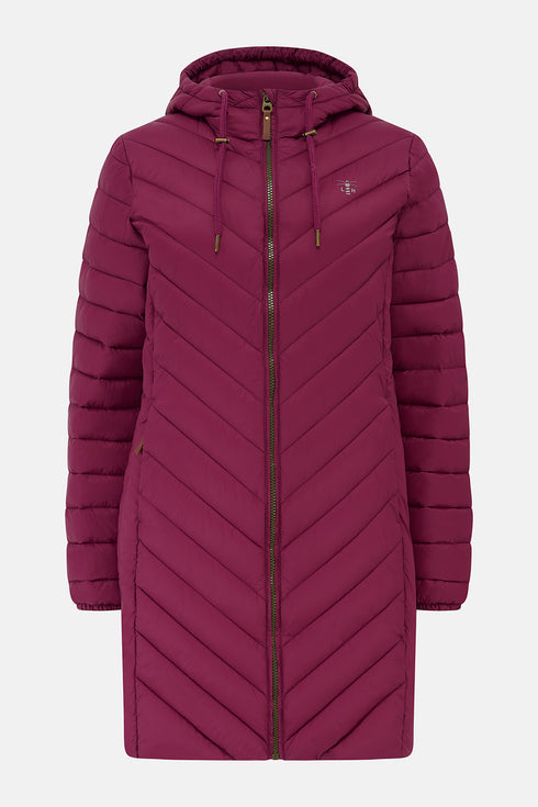 Lighthouse Laurel AW26 in Berry Mid-Length Eco-Fill Padded Coat