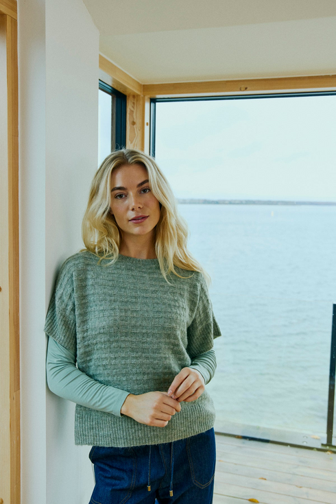 Freequent FQDIDO-BLOUSE Knit Short-Sleeve Top 211538 Iceberg Green Melange