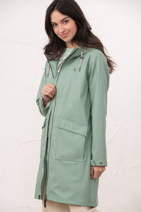 Lighthouse Sage Lucy Long Knee-Length Rubberised Waterproof Jacket