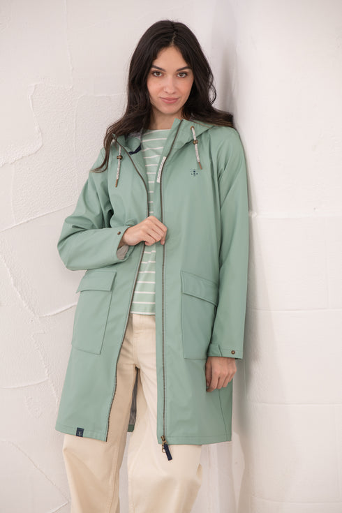 Lighthouse Sage Lucy Long Knee-Length Rubberised Waterproof Jacket