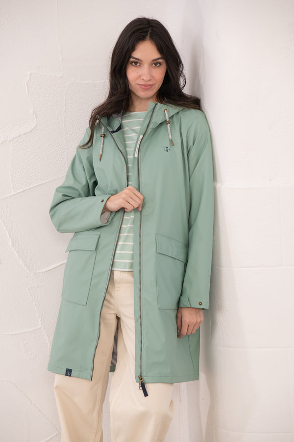 Lighthouse Sage Lucy Long Knee-Length Rubberised Waterproof Jacket