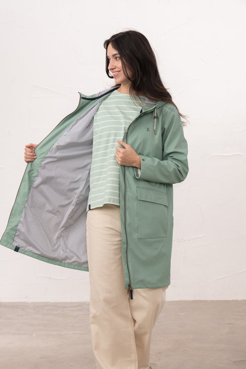 Lighthouse Sage Lucy Long Knee-Length Rubberised Waterproof Jacket