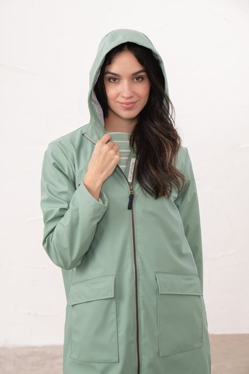 Lighthouse Sage Lucy Long Knee-Length Rubberised Waterproof Jacket