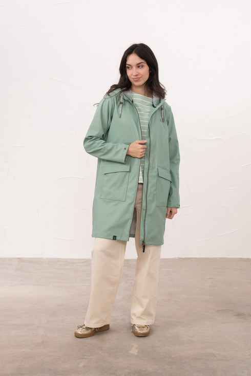 Lighthouse Sage Lucy Long Knee-Length Rubberised Waterproof Jacket
