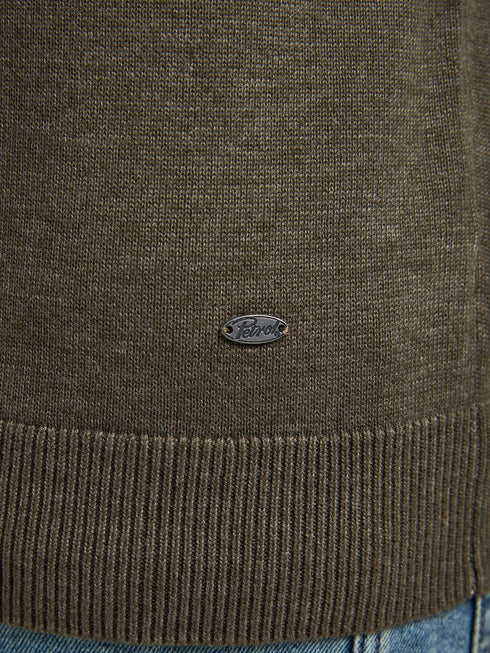 Petrol Men Long Sleeve Knitwear Polo M-3050-KWC204