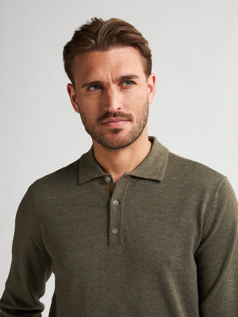 Petrol Men Long Sleeve Knitwear Polo M-3050-KWC204