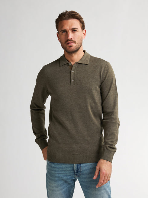 Petrol Men Long Sleeve Knitwear Polo M-3050-KWC204