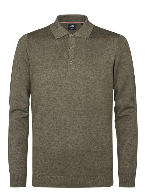 Petrol Men Long Sleeve Knitwear Polo M-3050-KWC204