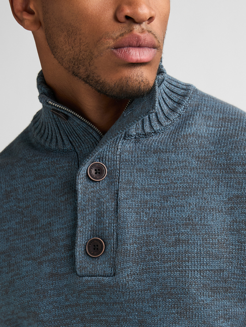 Petrol Men's Zip Collar Knitwear 5202 Storm Blue