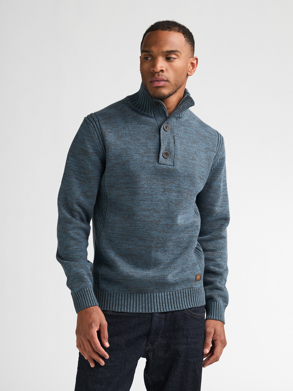 Petrol Men's Zip Collar Knitwear 5202 Storm Blue