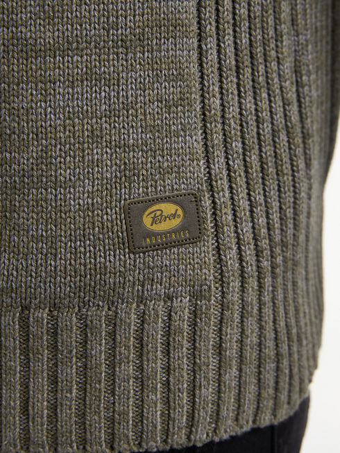 Petrol Men's Zip Collar Knitwear 6174 Mossy Stone