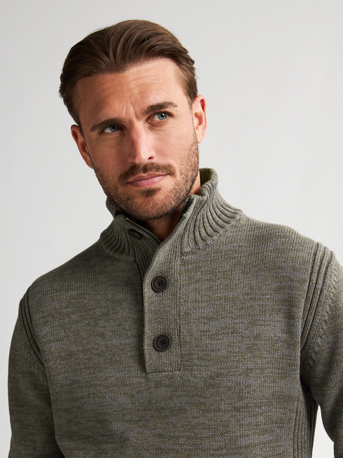 Petrol Men's Zip Collar Knitwear 6174 Mossy Stone