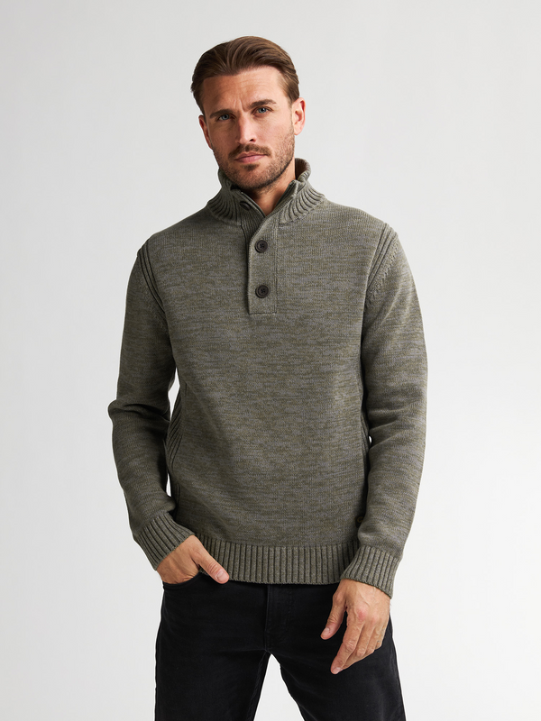 Petrol Men's Zip Collar Knitwear 6174 Mossy Stone