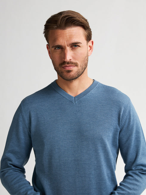 Petrol Knitwear V-Neck Basic M-ROS-KWV200