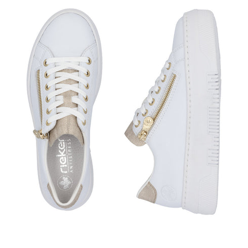 Rieker M1921 Zip/Laced Shoe - White Gold