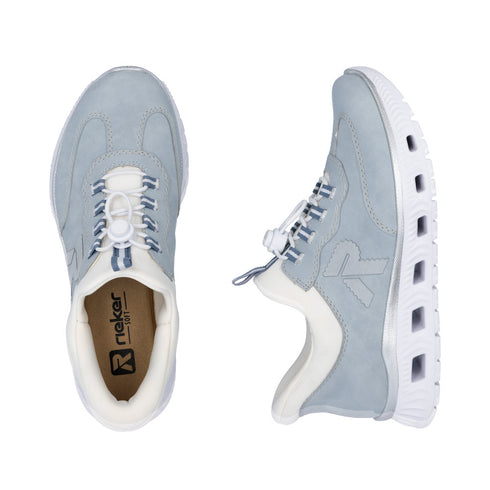 Rieker M6071-12 Slip On Drawstring Laced Trainers Memory Blue