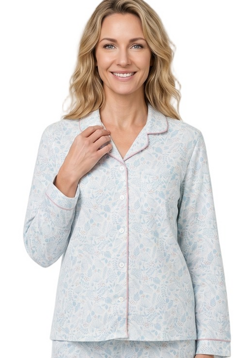Marlon Womens Eleanor Cotton Wincey Pyjamas MA48990 BLU - Blue