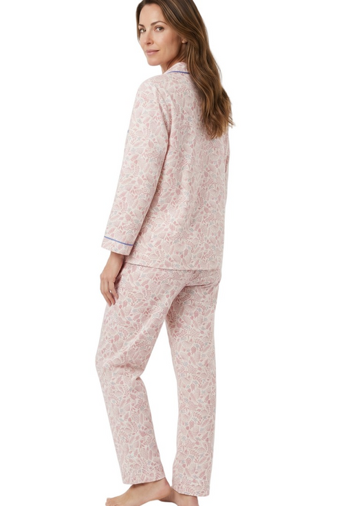 Marlon Womens Eleanor Cotton Wincey Pyjamas MA48990 PNK - Pink