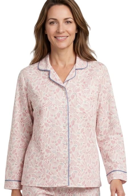 Marlon Womens Eleanor Cotton Wincey Pyjamas MA48990 PNK - Pink