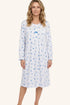 Marlon Louella Ditsy Print Pure Cotton Long Sleeve Nightdress MA50003BL - Blue