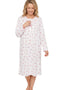 Marlon Louella Ditsy Print Pure Cotton Long Sleeve Nightdress MA50003PK - Pink