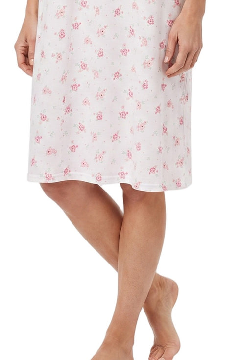 Marlon Louella Ditsy Print Pure Cotton Long Sleeve Nightdress MA50003PK - Pink