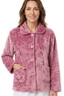 Marlon Floral Clipped Fleece Button Front Bedjacket MA50012P - Pink
