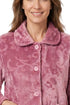 Marlon Floral Clipped Fleece Button Front Bedjacket MA50012P - Pink