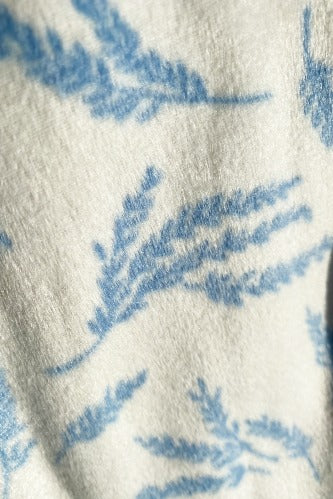 Marlon Lilian Sprig Print Polished Fleece Pyjama Set MA50016B - Blue