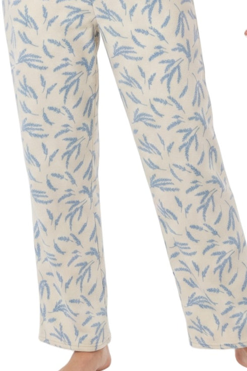 Marlon Lilian Sprig Print Polished Fleece Pyjama Set MA50016B - Blue