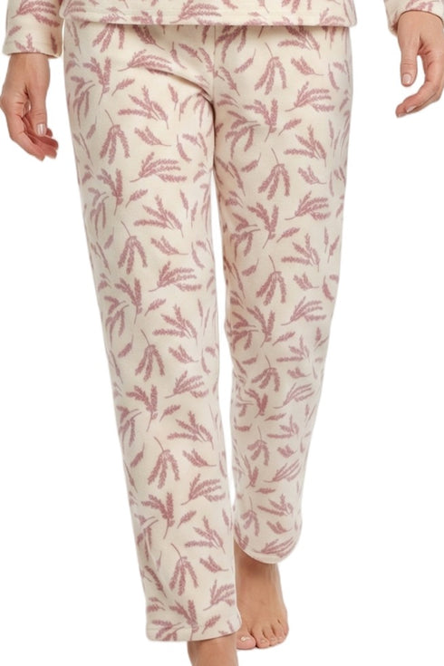 Marlon Lilian Sprig Print Polished Fleece Pyjama Set MA50016P - Pink
